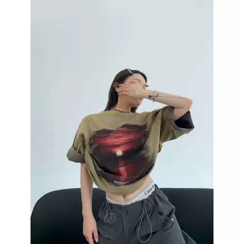 Летняя футболка для влюбленных, в американском стиле, короткий рукав