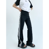 Тонкие приталенные черные штаны для отдыха, высокая талия