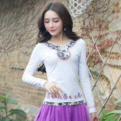 taobao agent Ethnic patch, long-sleeve, T-shirt, ethnic style, new collection, Chinese style, with embroidery