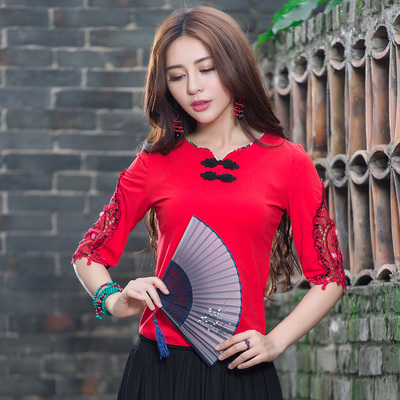 taobao agent Ethnic summer summer clothing, retro T-shirt, jacket, ethnic style, with embroidery