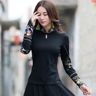 taobao agent Spring ethnic T-shirt from Yunnan province, retro jacket, 2018, ethnic style, with embroidery, long sleeve