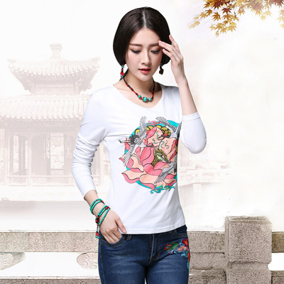 taobao agent Spring ethnic T-shirt, long-sleeve, jacket, Chinese style, ethnic style, with embroidery