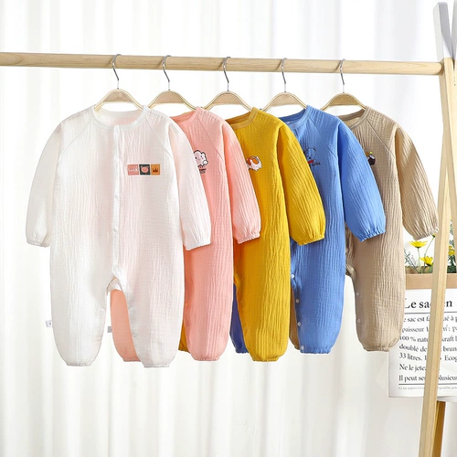 Детский летний тонкий демисезонный комбинезон подходит для мужчин и женщин для девочек, хлопковая марлевая пижама для новорожденных