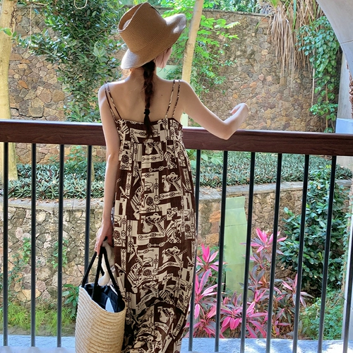 Летняя ретро кофейная весенняя длинная юбка, изысканный стиль