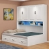 Giường đôi trẻ em Bắc Âu Giường đơn trẻ em hiện đại tối giản 4 cánh tủ quần áo tủ quần áo tích hợp ngăn kéo lưu trữ giường - Giường