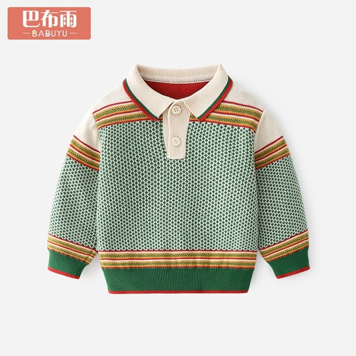 Трикотажный свитер для раннего возраста, детское термобелье для мальчиков, детская куртка, в корейском стиле, воротник поло, осенний