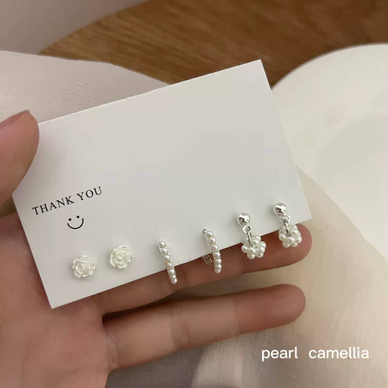 Горный чай Pearl, серьги, набор маленького дизайна, образец серебра 925, комплект из 3 шт., тренд сезона