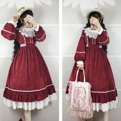 taobao agent [Dream and treasure spot] National brand lolita antenna cat dress trio is elegant solid color OP