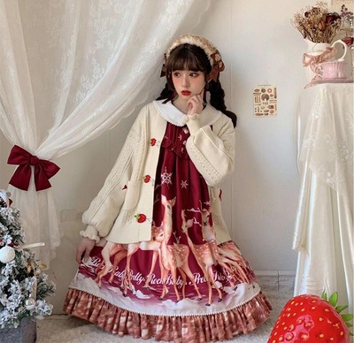 taobao agent [Fairydream spot] National brand Lolita Popplue Popo Raspberry Yelu knitted cardigan