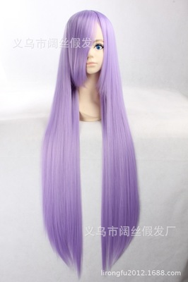 taobao agent Wig, purple straight hair, cosplay, 100cm