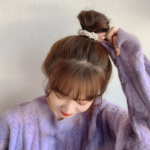 Универсальная резинка для волос из жемчуга, аксессуар для волос для взрослых, человеческая голова, Южная Корея, простой и элегантный дизайн, популярно в интернете