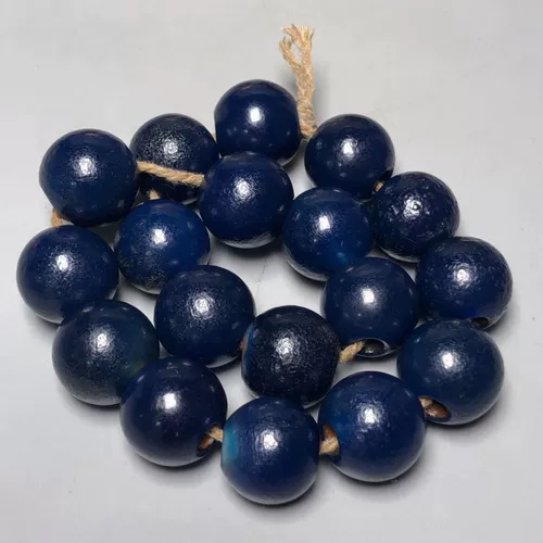 Древние народные народные народные овощи иногда старые старые старые старые сокровища Blue Agate Bracelet Размер: 15 мм*18 штук
