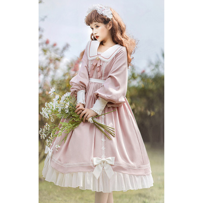 taobao agent Genuine elegant dress, colored long skirt, Lolita OP, long sleeve, Lolita style