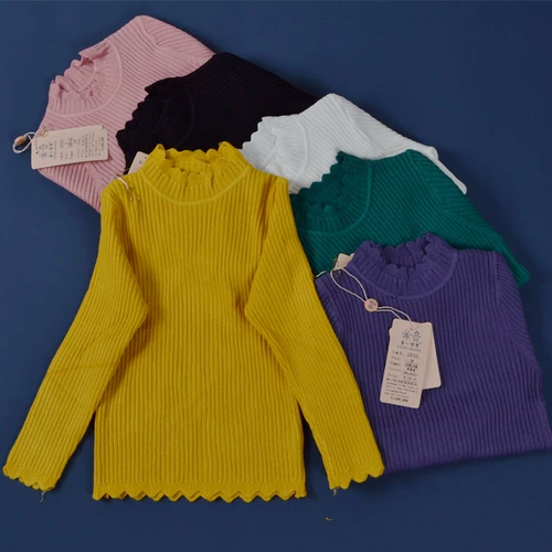 Демисезонный детский шерстяной трикотажный эластичный свитер, облегающий крой