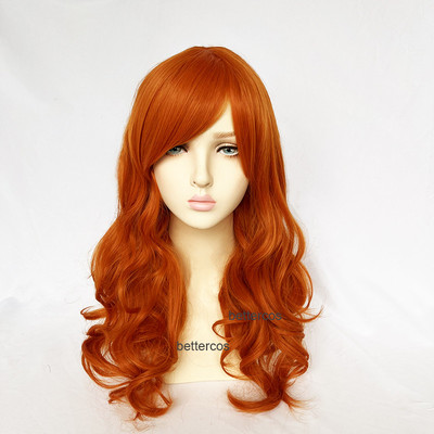 taobao agent One Piece Nami 2 years later, orange orange high -temperature silk long curly hair COS anime wig