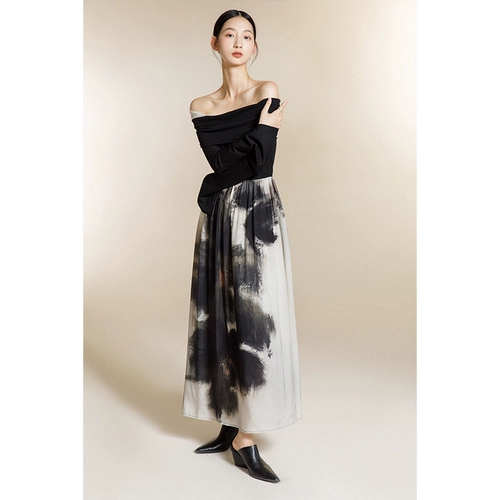 Murmurmi 22pf Designer Brand Один плечевой сплайдный печатный платье