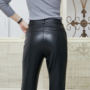 Casual trousers, genuine leather, plus size, fitted