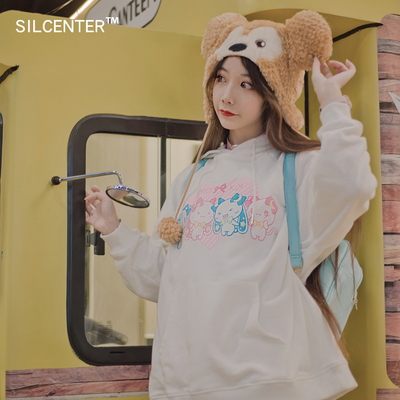 taobao agent Girl Seven points Sweet Famous Star Moon Rabbit Japanese Soft Girl Cute Bunny Pure White Cartoon Hooding Sweater Spot