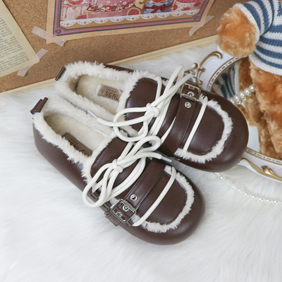 taobao agent Genuine demi-season fleece Japanese footwear for leather shoes, Lolita style