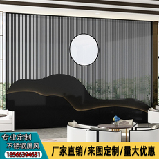 Резная перегородка 不锈钢假山屏风隔断轻奢铝板雕刻定制花格玫瑰金客厅钛金镂空雕花