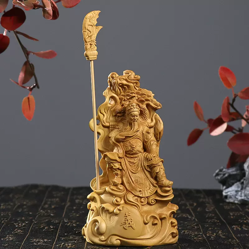 黃楊木雕天然實木擺件關公伽藍韋陀尊者菩薩左右護髮神像門神供奉-Taobao