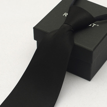 Romguest - удобный галстук для молнии, мужской костюм, коммерческий галстук 10 см, чистый черный лентяй.