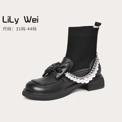 taobao agent Sexy low boots, elastic chain, winter socks