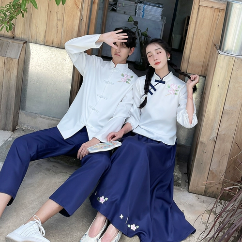 Парная одежда для влюбленных, ханьфу для школьников, костюм, лонгслив, осенняя, китайский стиль