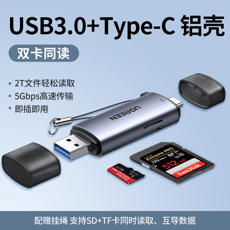Картридер Green Link CM185 многофункциональный USB/Type-C для SD и TF карт