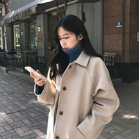 Шерстяное пальто, демисезонная куртка, плащ, увеличенная толщина, в корейском стиле