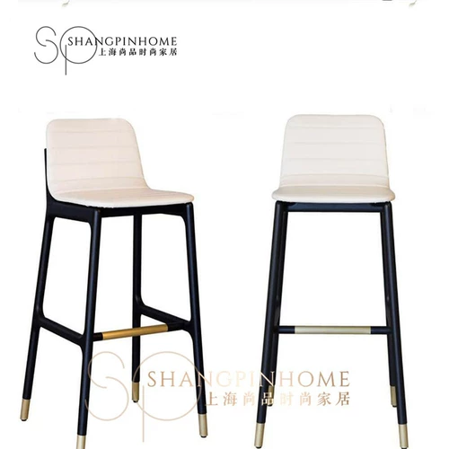 Скандинавский современный барный стул из ткани из цельного дерева, простой, легкий, роскошный стул для кафе-бара, дизайн домашнего стула с мягкой спинкой, высокий барный стул