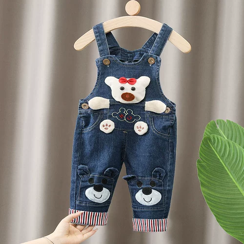 Джинсовый детский комбинезон для мальчиков, 0-1-2-3 лет, популярно в интернете, в западном стиле, подходит для весны и осени