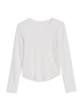 Короткая белая футболка, приталенный лонгслив, нижняя рубашка, топ, длинный рукав