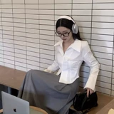 Осенняя дизайнерская короткая базовая рубашка, французский стиль, тренд сезона