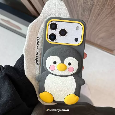 Cute Cartoon Penguin Rosy Cheeks Yellow Beak Phone Case for iPhone 17, 16, 15, 14 and 13