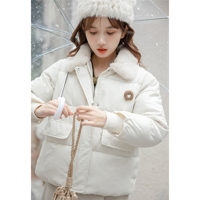 taobao agent White short mini-skirt, winter cute down jacket, 2023 collection, suitable for teen, increased thickness