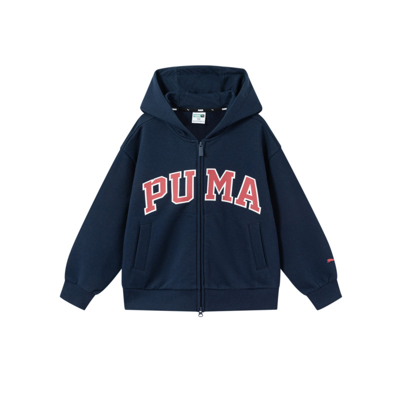 PUMA彪马童装新款儿童外套冬季加绒拉链外套蓄热保暖洋气连帽卫衣 拉暖实拍商品图