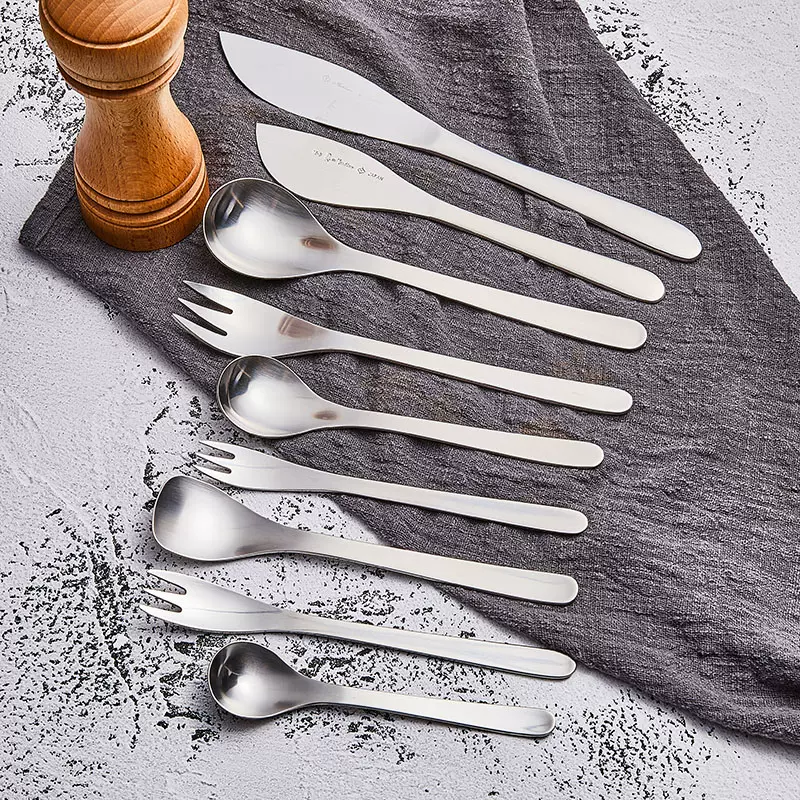 cocostyle日本进口银鳞锤目纹桌上用18-8不锈钢黄油刀蛋糕叉餐勺- Taobao