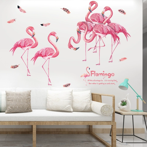 Креативный диван на стену для гостиной, украшение для ногтей, наклейка для спальни, самоклеющиеся наклейки, обои, фламинго
