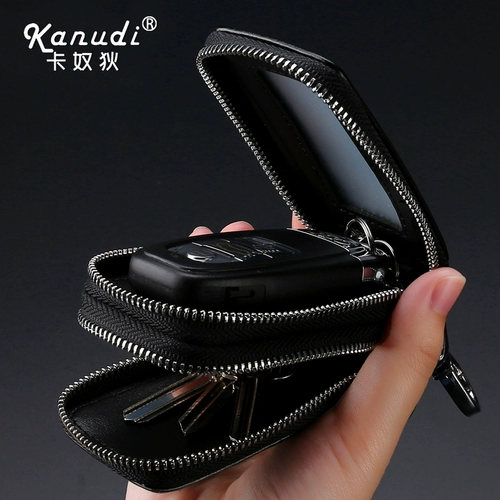 Кожаные вместительные и большые ключи от машины, универсальная ключница с молнией подходит для мужчин и женщин