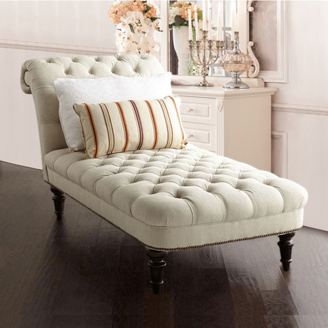 欧式贵妃椅布艺美人榻沙发新古典贵妃躺椅卧室客厅沙发椅拉扣别墅
