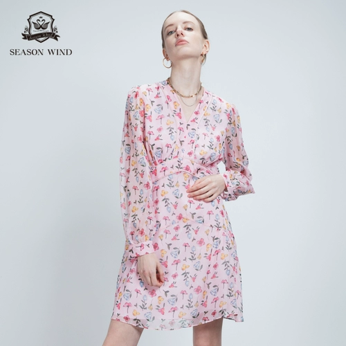 Осеннее платье, дизайнерская юбка, V-образный вырез, А-силуэт, крой