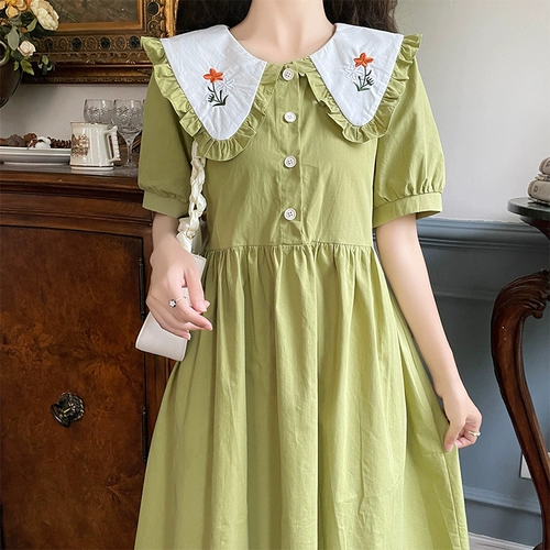 Кукла для школьников, платье, летняя милая японская школьная юбка, приталенный корсет, длинная юбка, кукольный воротник, с вышивкой, свободный крой