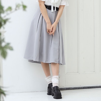 taobao agent Summer fitted belt, pleated skirt, umbrella, season 2021, A-line, high waist, mid-length