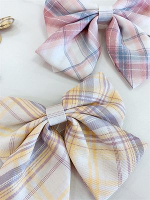 taobao agent French order high -end grid big bow hair clip back head holder jk girl rabbit ear hair ring uniform hair accessories