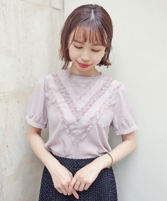 taobao agent Summer universal retro shiffon scarf, lace dress, fitted, with short sleeve