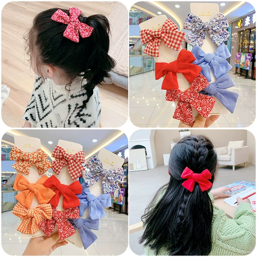 Детская ткань, милая заколка для волос с бантиком, детский аксессуар для волос для принцессы, шпильки для волос, цветочный принт