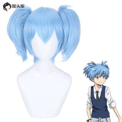 taobao agent COS COS wigsmium assassination classroom Chaotian, double ponytail light blue wig body+double tiger clip