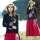 2020 phụ nữ mới phong cách dân tộc thêu thiết kế cổ tròn tất cả các kết hợp áo thun cotton thêu phong cách Trung Quốc cộng với kích thước hàng đầu - Áo phông