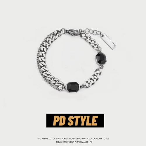 Брендовый небольшой дизайнерский браслет из нержавеющей стали для влюбленных, с драгоценным камнем